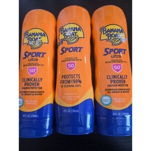 Banana Boat Sport Ultra Sunscreen Lotion SPF 50 8oz 3-Pack Exp 2027